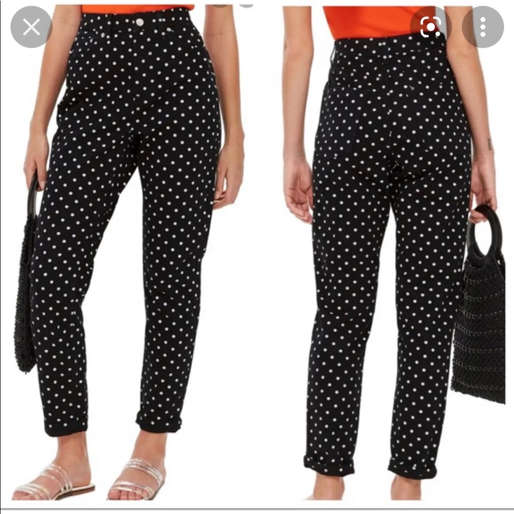 Topshop High Rise Polka Dot Mom Jeans